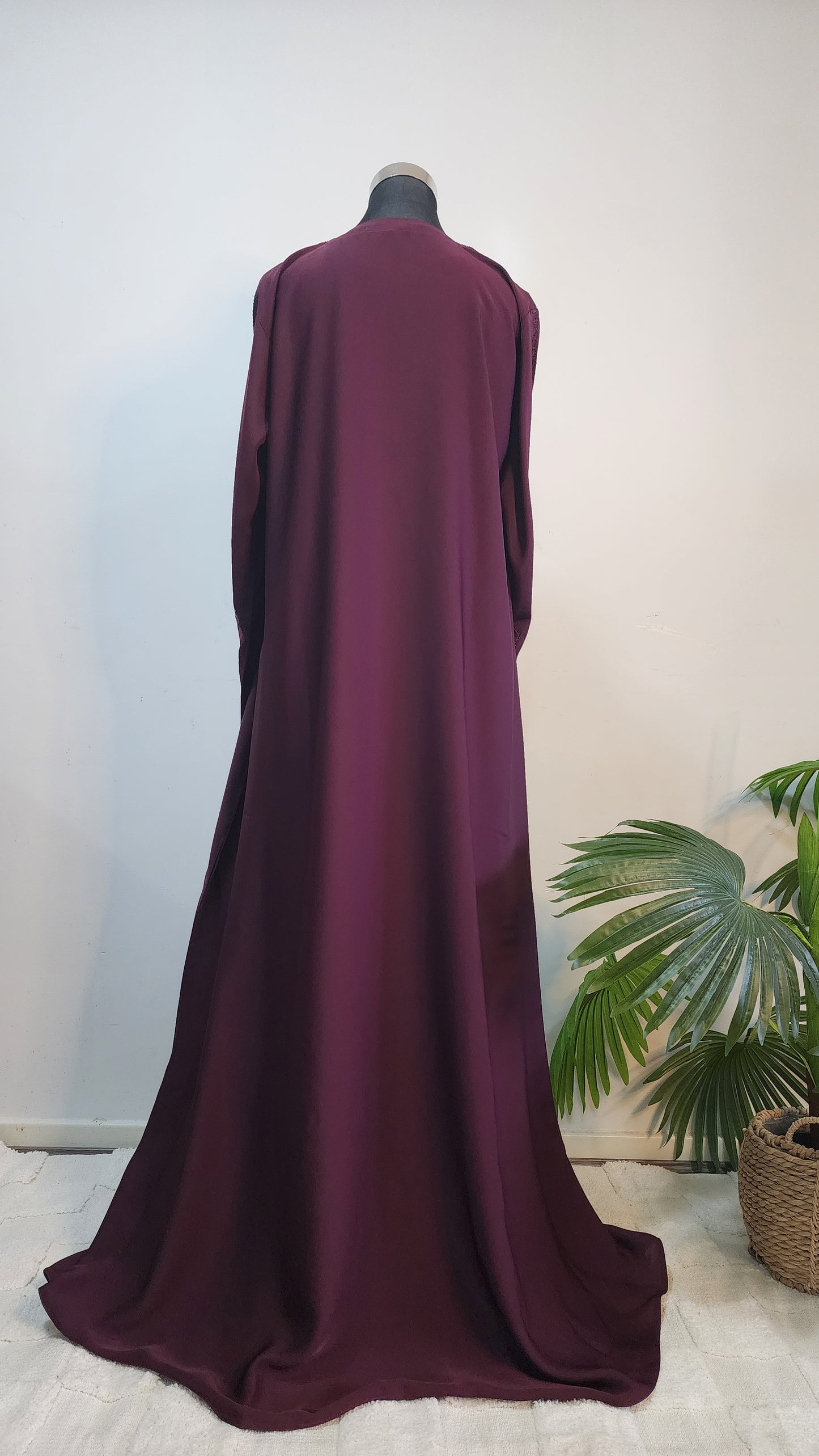 Purple Embroidered Bell sleeves Abaya