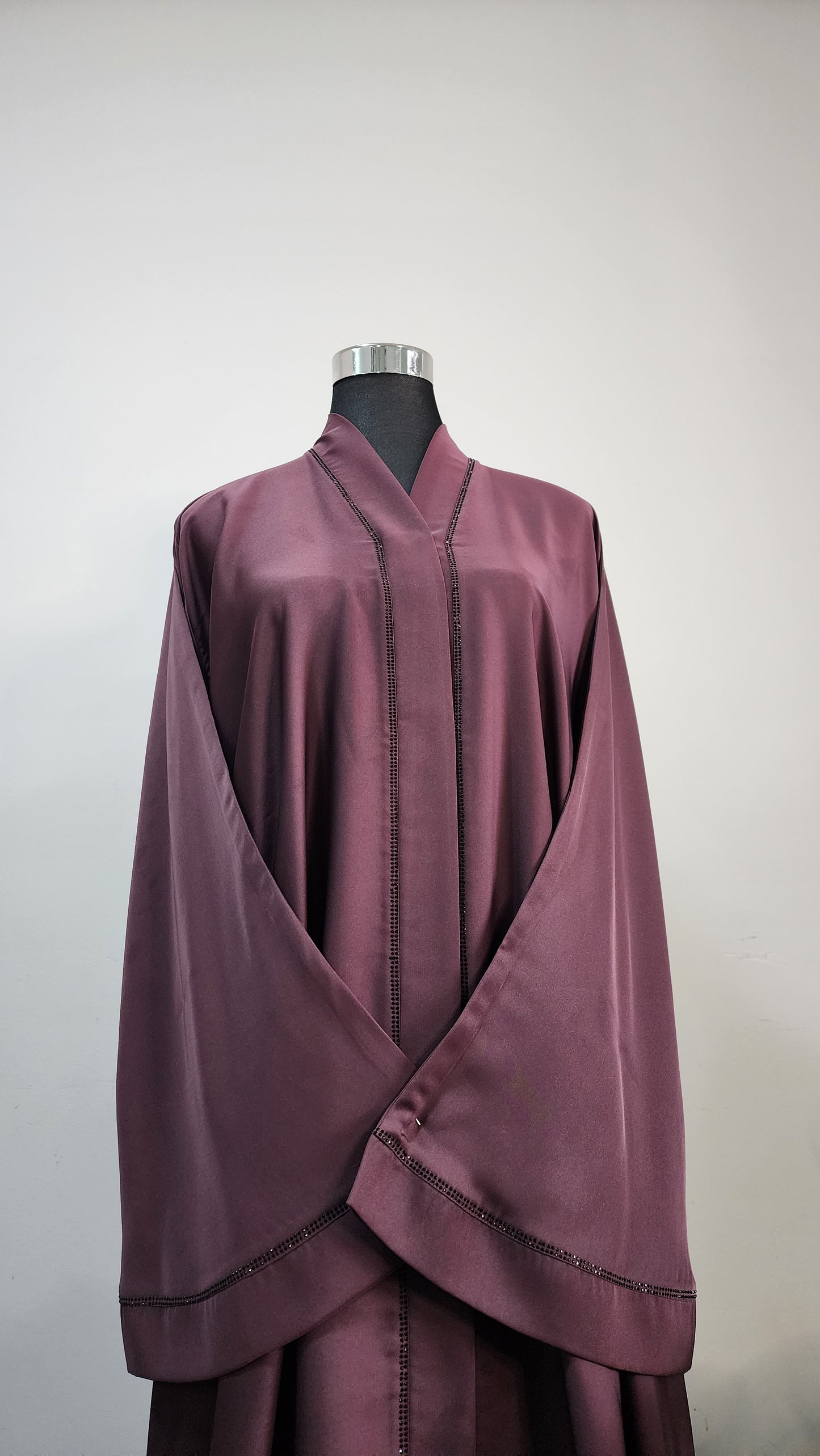 Elegant Purple Abaya with Front Diamantes Detailing