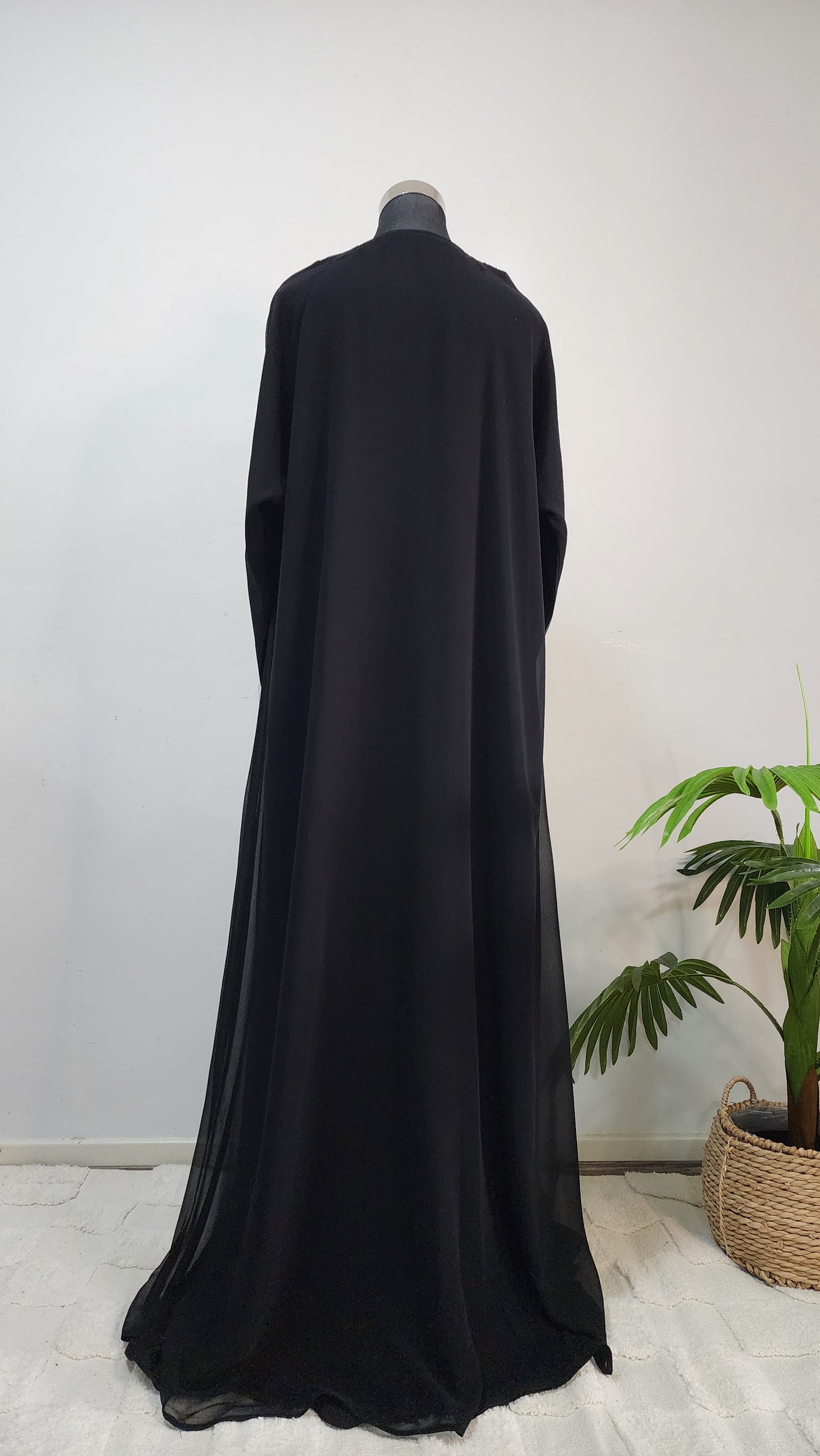 Black double layered Abaya with Tassel Detail – Elegant Modest Wear