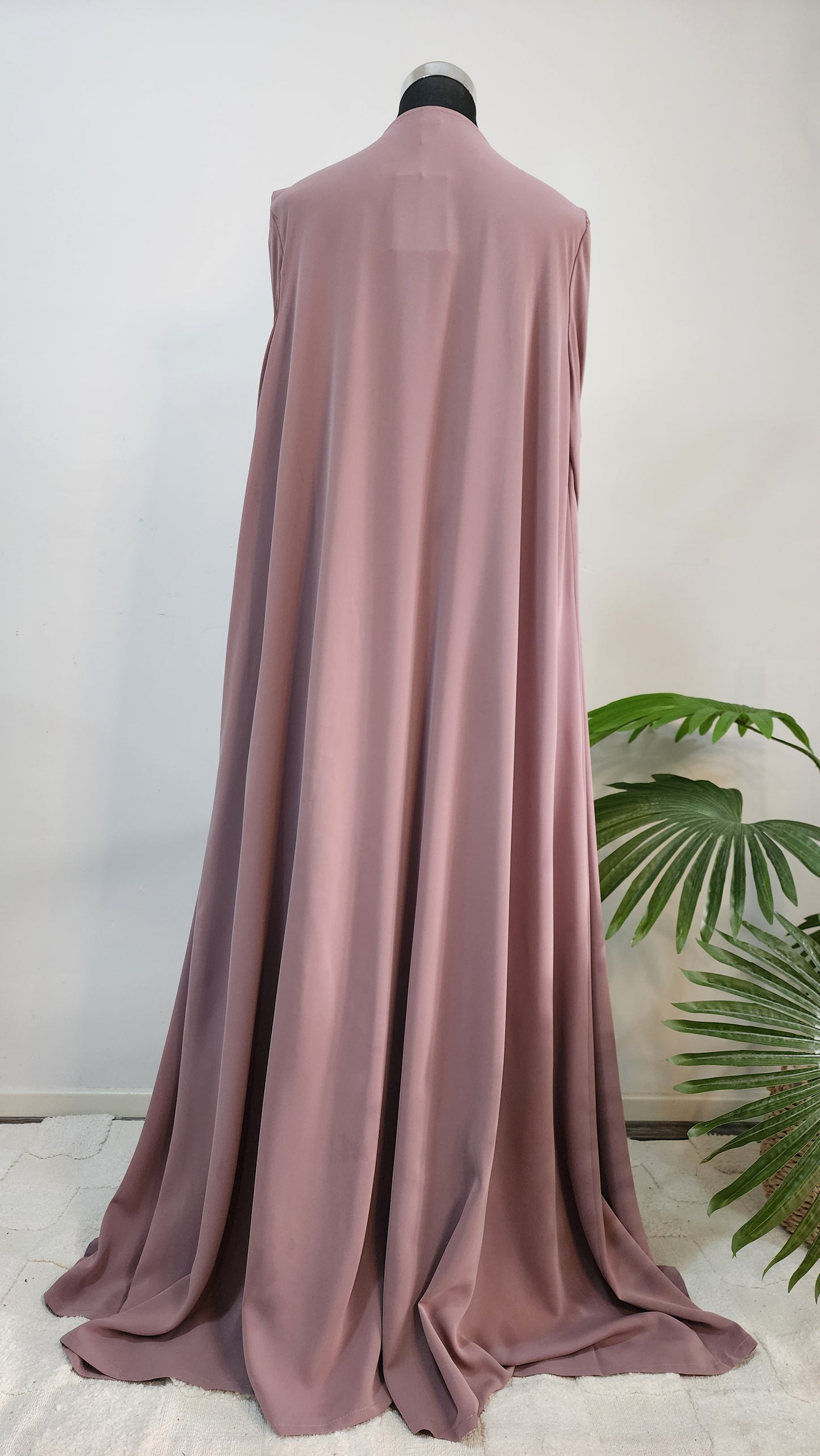 Lavender Pleated Front open Abaya with Embellished Cuffs – Elegant Modest Occasion Wear