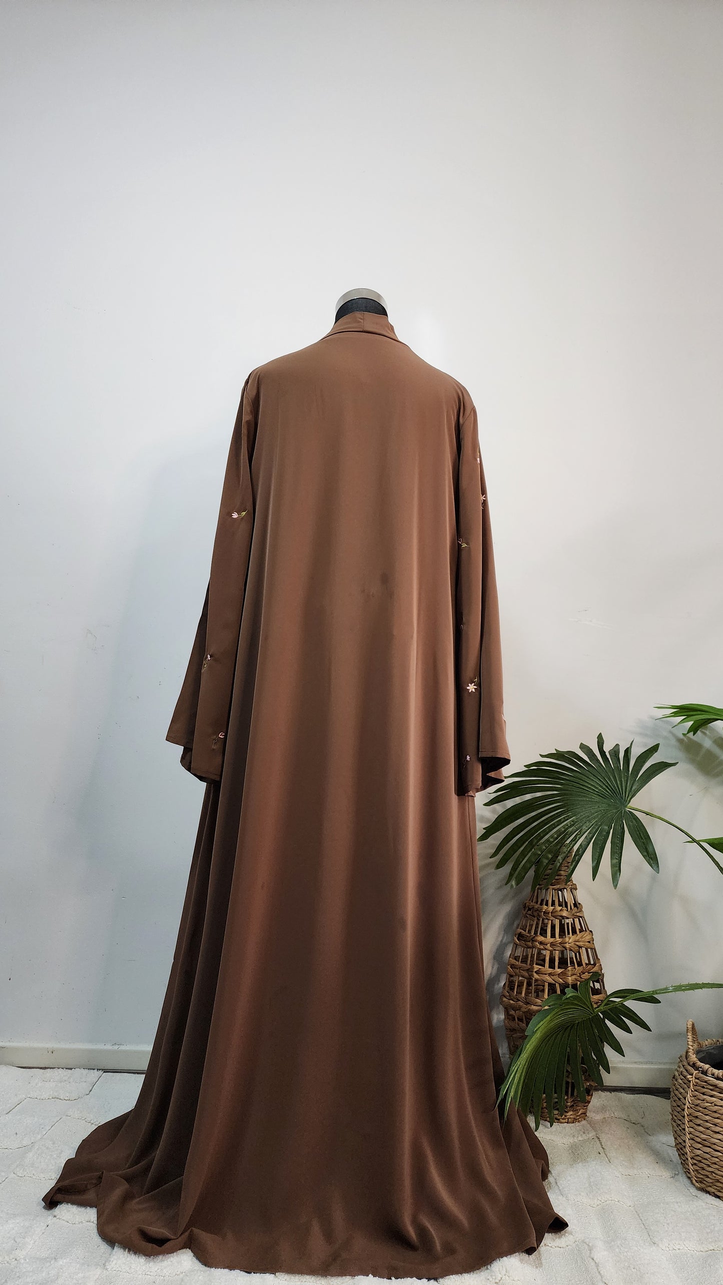 Chocolate Brown Abaya Set with Matching Scarf – Modest & Elegant