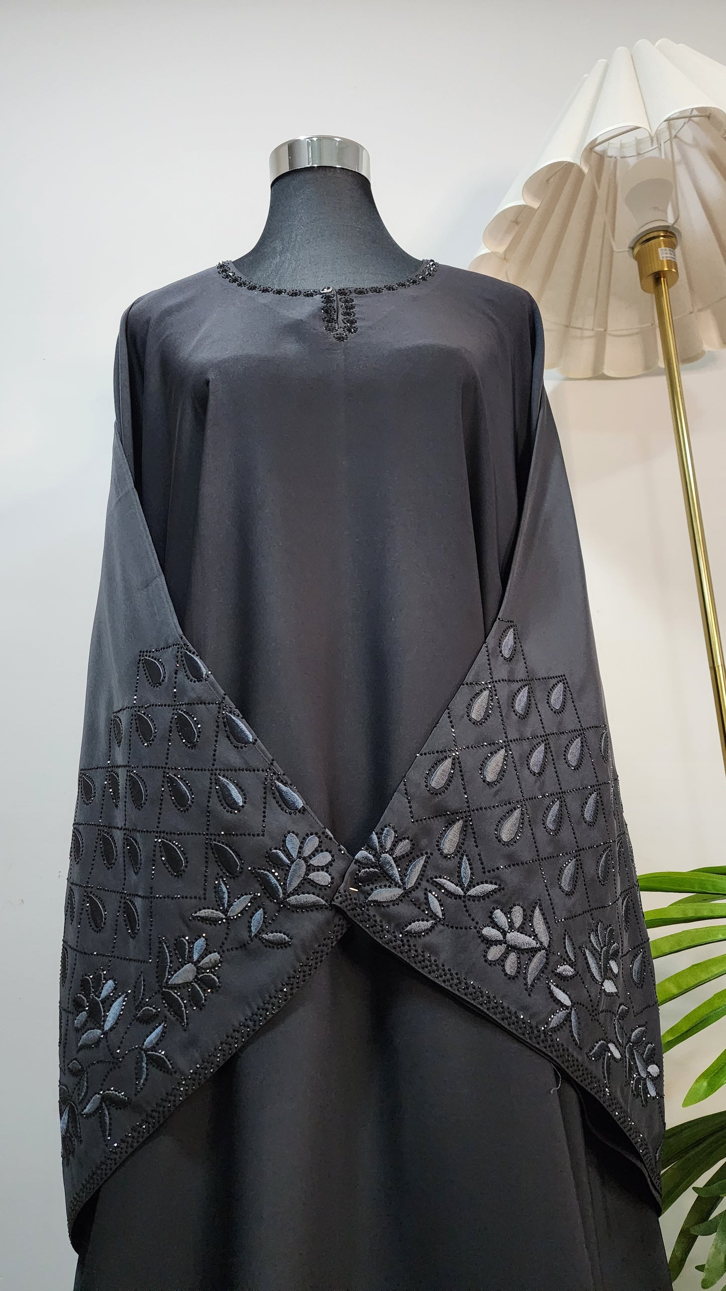 Gray Embroidered Abaya – Elegant Modest Wear