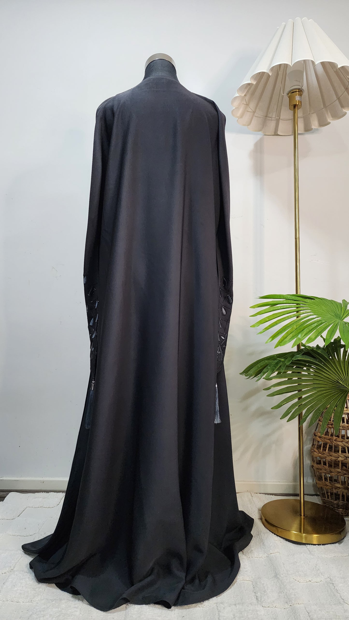 Gray Embroidered Abaya – Elegant Modest Wear