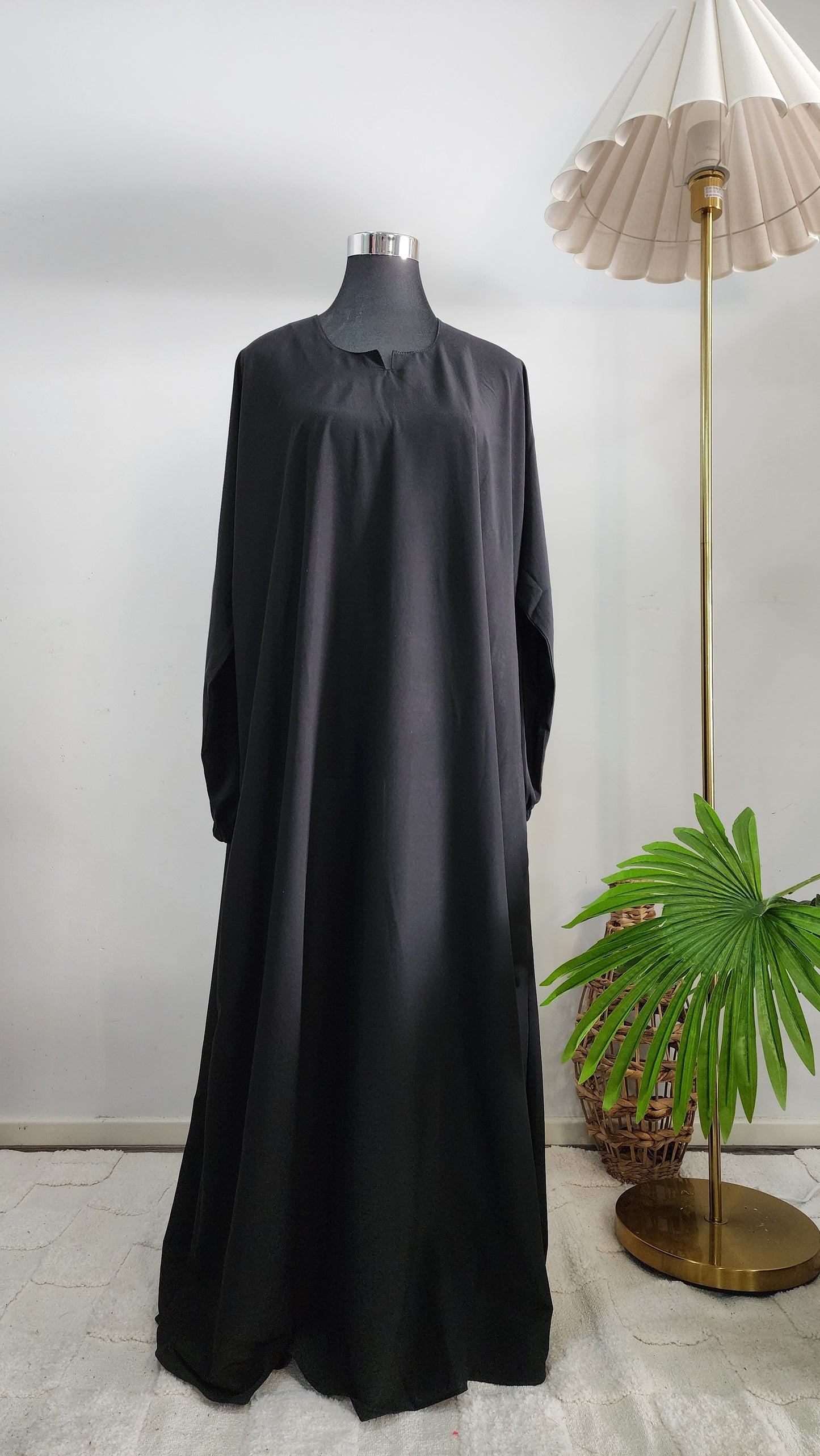 Black double layered Abaya with Floral Printed Cardigan– Elegant Modest Wear