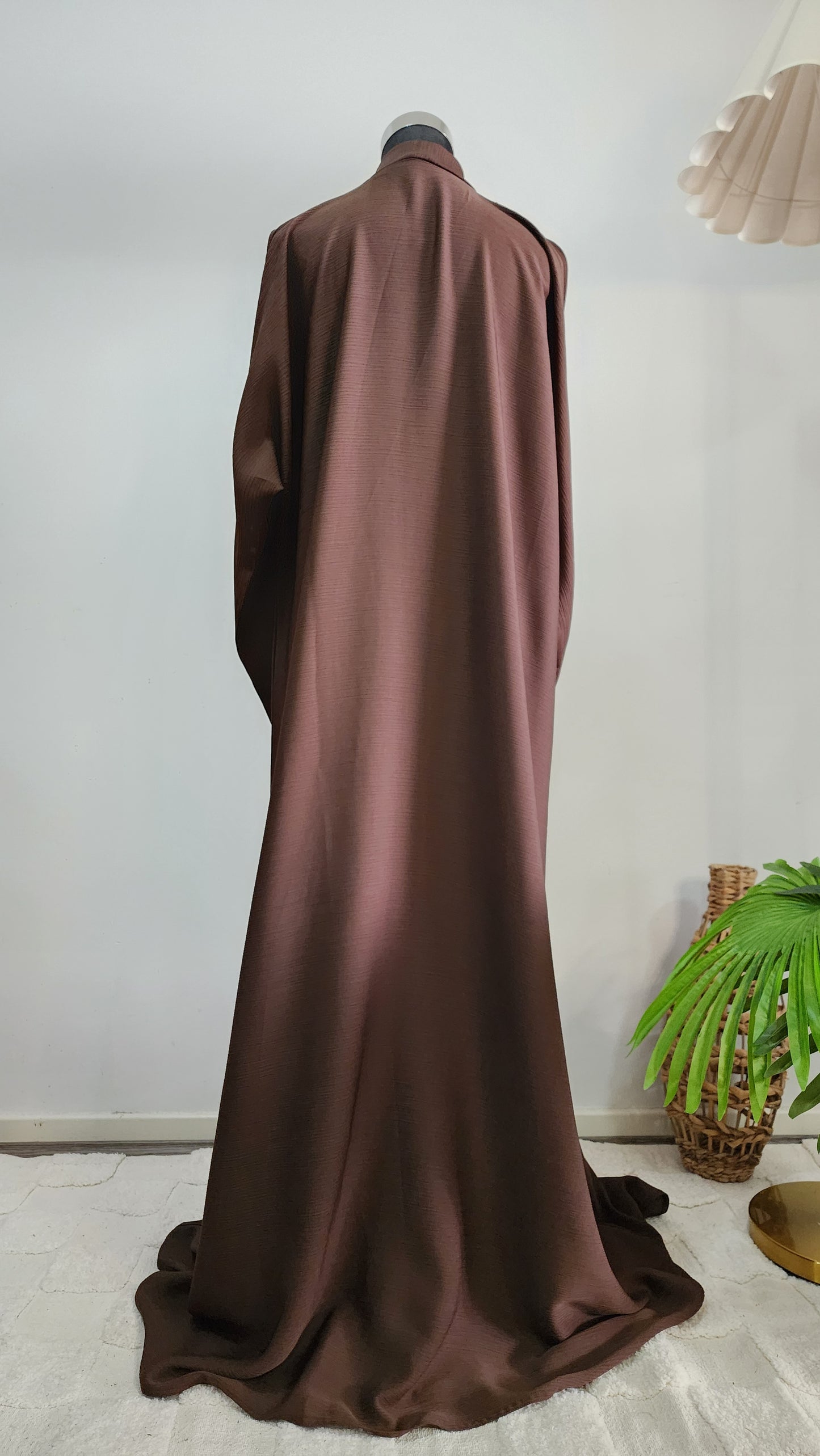 Brown Abaya with Beaded Detailing and Tassel Accents – Modern Modest Elegance