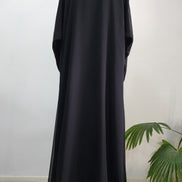 Black and Purple double Layered Abaya with Sequin Trim – Elegant Modest Evening Wear