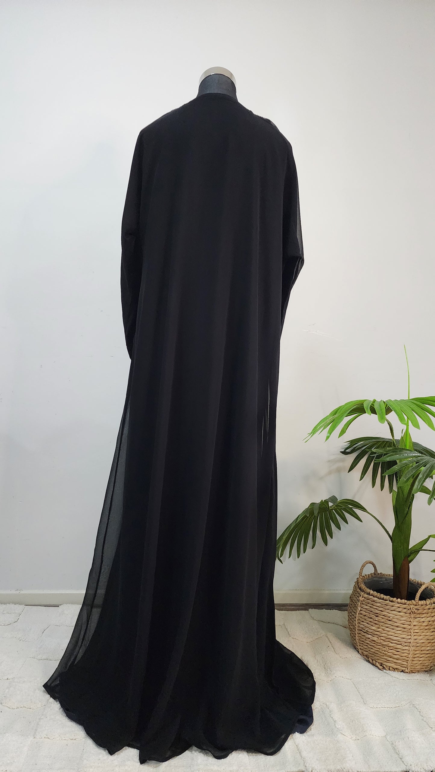 Black and Blue double layered Abaya with Tassel Detail – Elegant Modest Wear