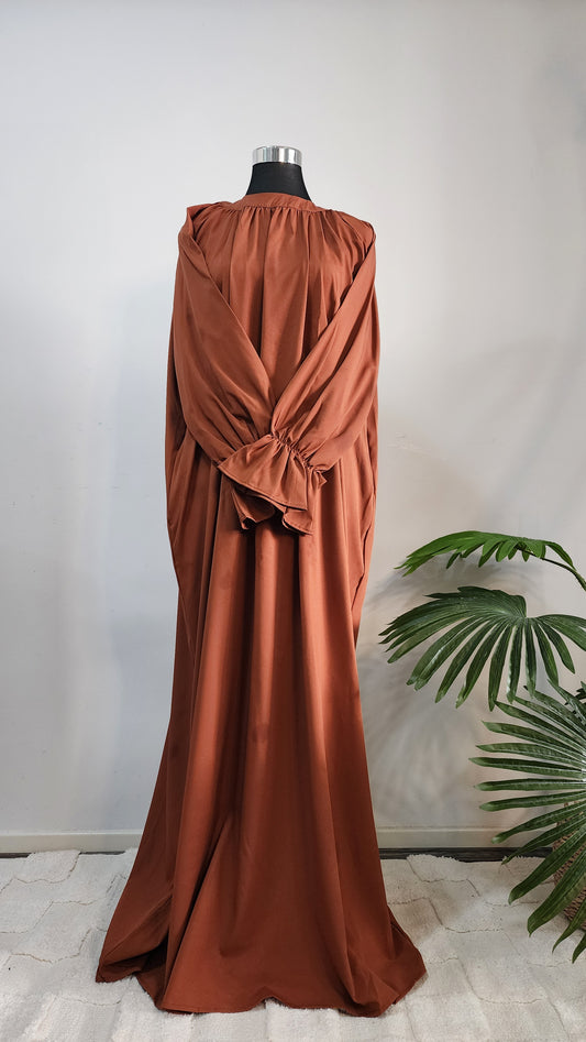 Rust colored Batwing sleeves Abaya – Flowing Modest Wear with Statement Sleeves