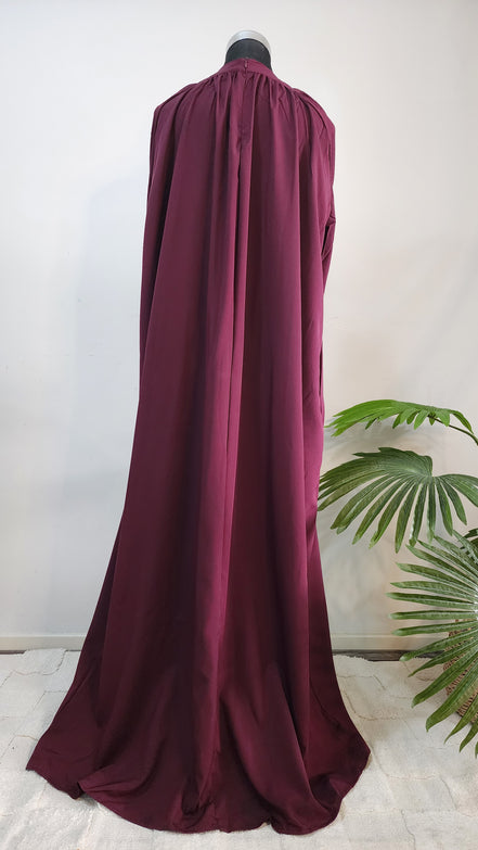 Plum abaya with batwing sleeves