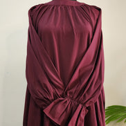 Plum abaya with batwing sleeves