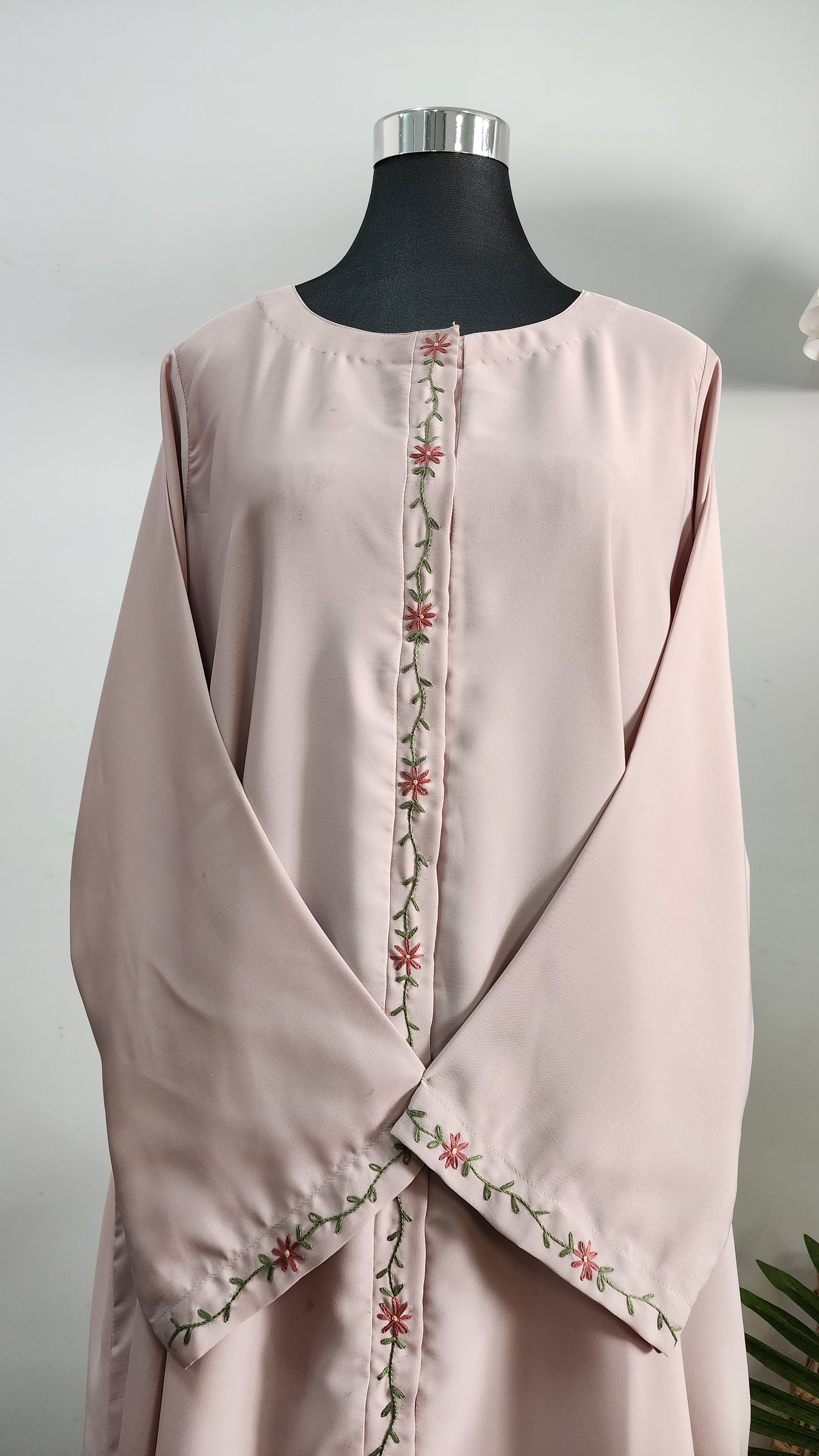 Beige Hand Embroidered Abaya – Elegant Modest Wear