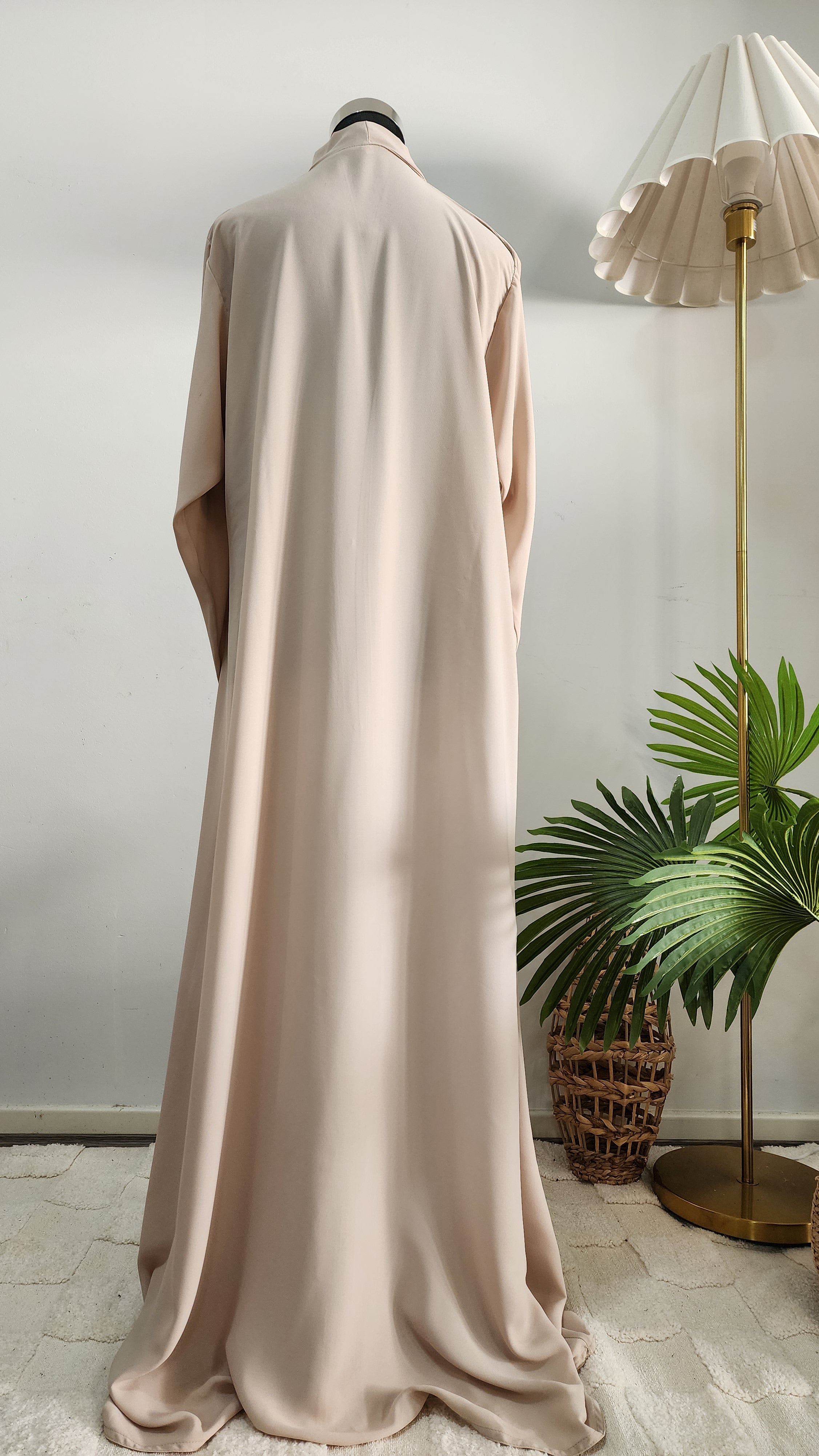 Embroidered Abaya with White Scarf – Elegant Modest Dress