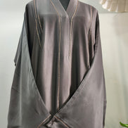 Elegant Grey Abaya with Subtle Shimmer Detailing – Modest Luxe Wear