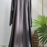 Elegant Grey Abaya with Subtle Shimmer Detailing – Modest Luxe Wear