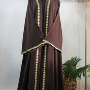 Brown front open Abaya with Heart detailing – Elegant Modest Wear
