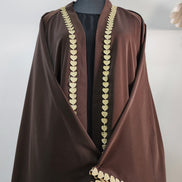 Brown front open Abaya with Heart detailing – Elegant Modest Wear