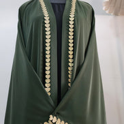Green front open Abaya with Heart detailing – Elegant Modest Wear