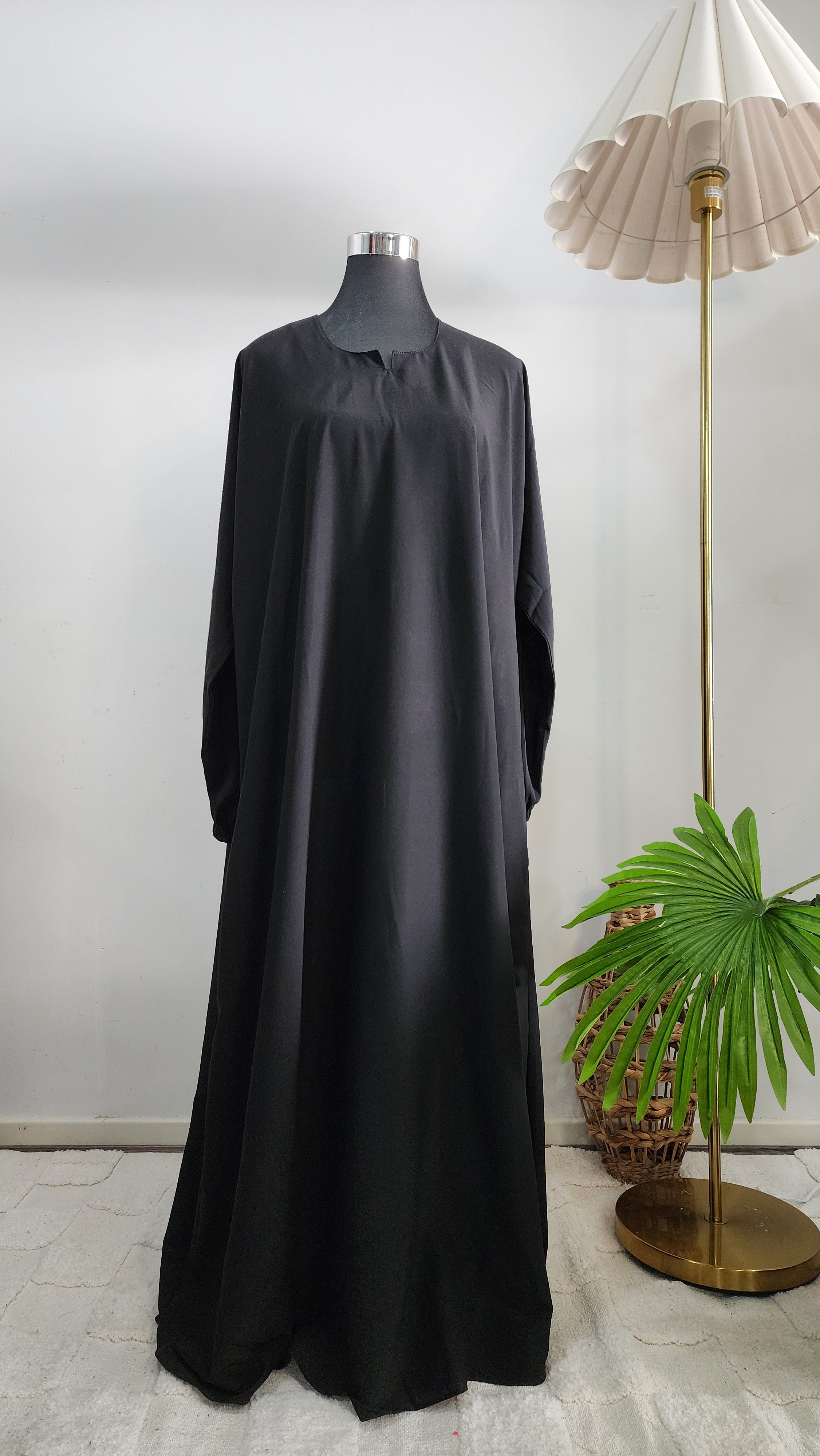 Black double layered Abaya with floral Printed Cardigan– Elegant Modest Wear