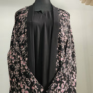 Black double layered Abaya with Floral Printed Cardigan– Elegant Modest Wear