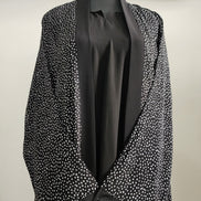 Black double layered Abaya with polka dot Printed Cardigan– Elegant Modest Wear