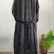 Black double layered Abaya with polka dot Printed Cardigan– Elegant Modest Wear