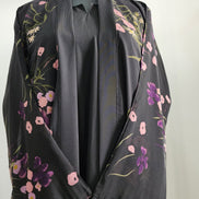 Black double layered Abaya with floral Printed Cardigan– Elegant Modest Wear