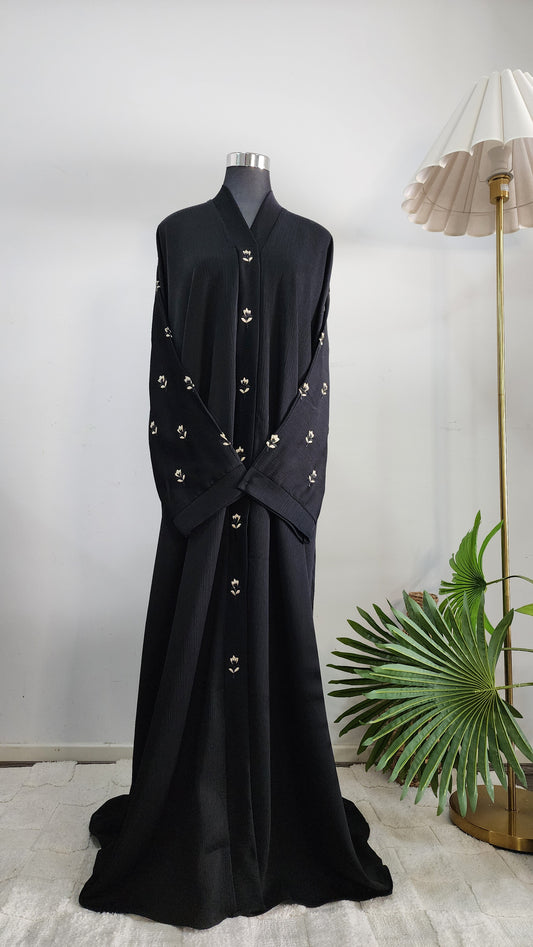 Elegant Black Abaya with Embroidery – Modest Formal Wear