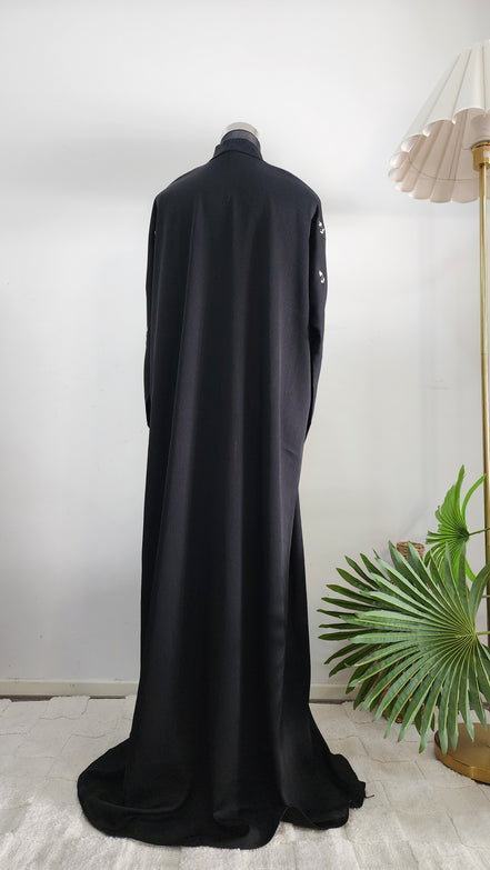 Elegant Black Abaya with Embroidery – Modest Formal Wear