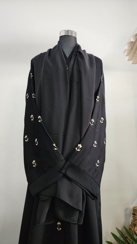 Elegant Black Abaya with Embroidery – Modest Formal Wear