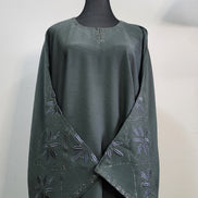 Green Embroidered Abaya with Floral Detailing – Modest Elegant Wear