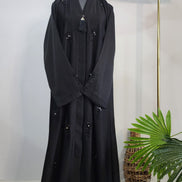 Elegant Black Abaya with Hand Beaded Embroidery and Tassel Detail – Modest Luxury Wear