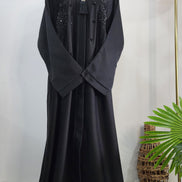 Elegant Black Abaya with Hand Beaded Embroidery and Tassel Detail – Modest Luxury Wear