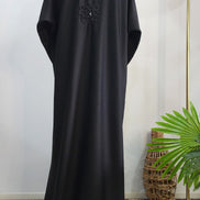 Elegant Black Abaya with Hand Beaded Embroidery and Tassel Detail – Modest Luxury Wear