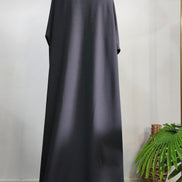 Charcoal Abaya with Beaded Detailing and Tassel Accents – Modern Modest Elegance