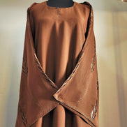 Brown Abaya with Embroidered Leaf Design – Elegant Modest Wear