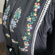 Black Cotton Dress with Floral Embroidery – Elegant Modest Everyday Wear