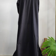 Black Cotton Dress with Floral Embroidery – Elegant Modest Everyday Wear