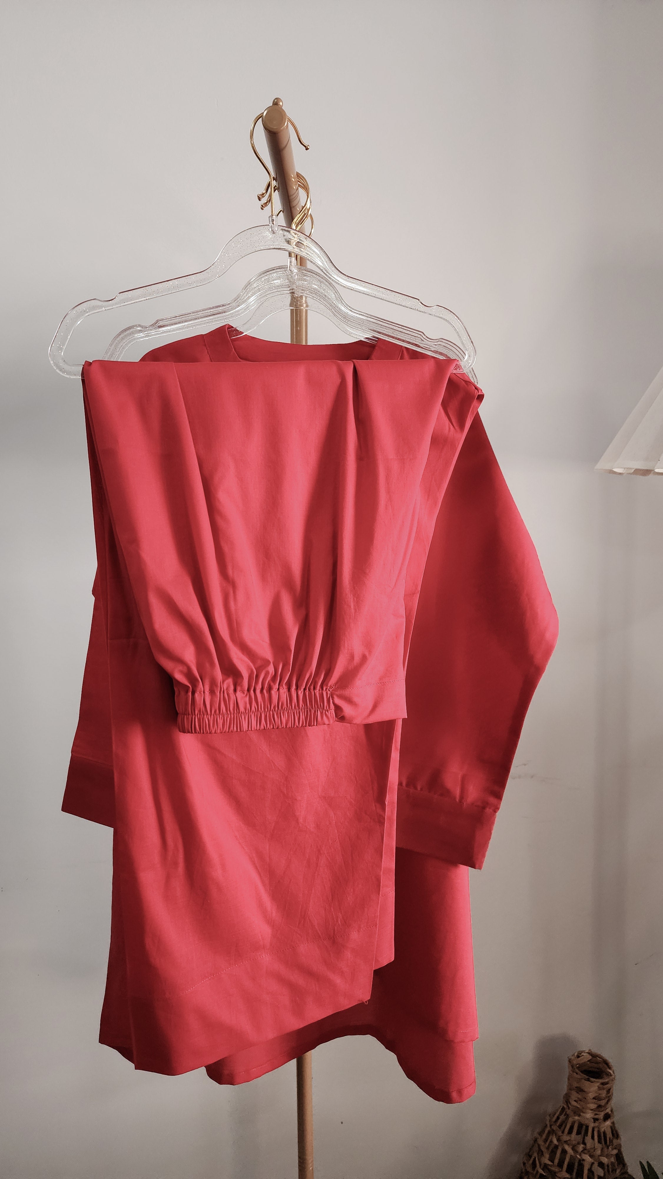 Crimson Cotton Co ord Set – Minimalist Comfort in Classic Red