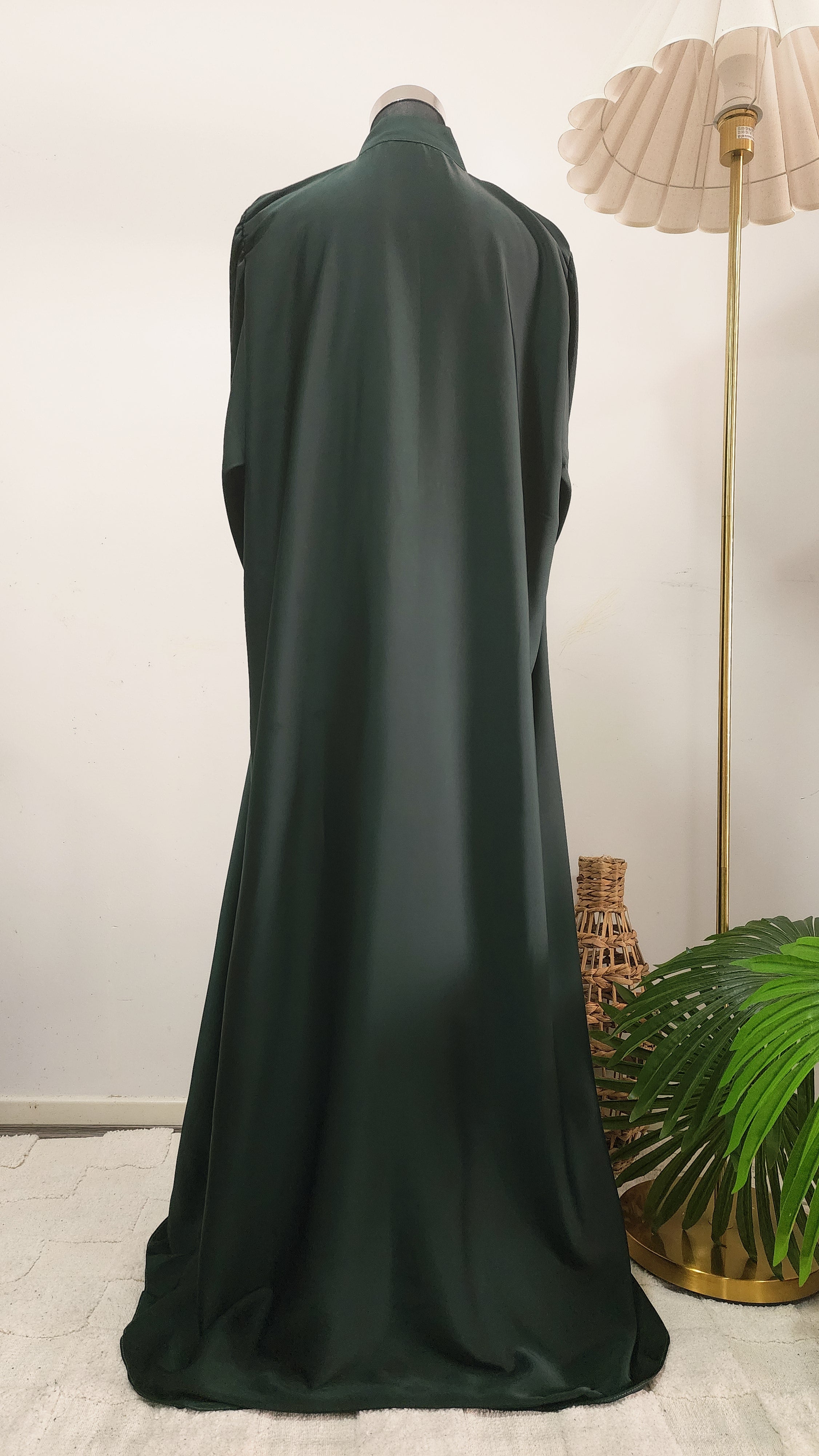 Emerald Green Bow-Tie Abaya – Elegant Satin Finish