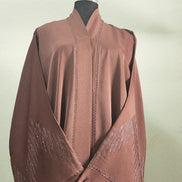 Tea pink diamante Abaya – Luxury Abaya with Subtle Shimmer Detailing