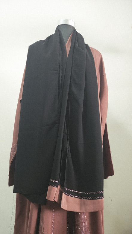 Tea pink diamante Abaya – Luxury Abaya with Subtle Shimmer Detailing