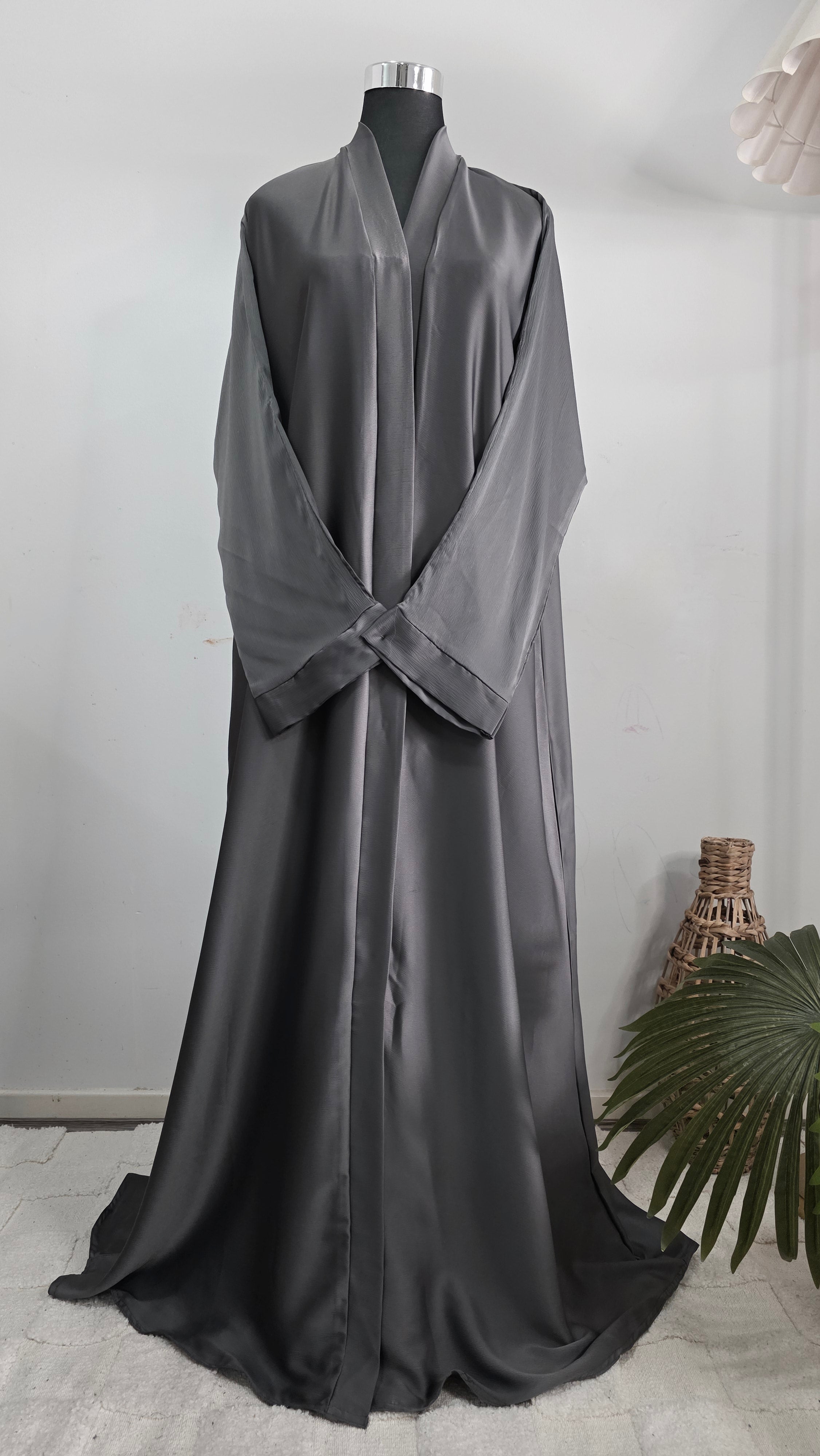 Grey Satin Abaya
