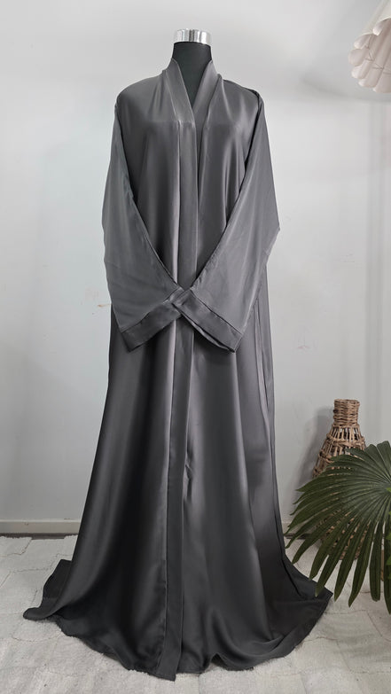 Grey Satin Abaya