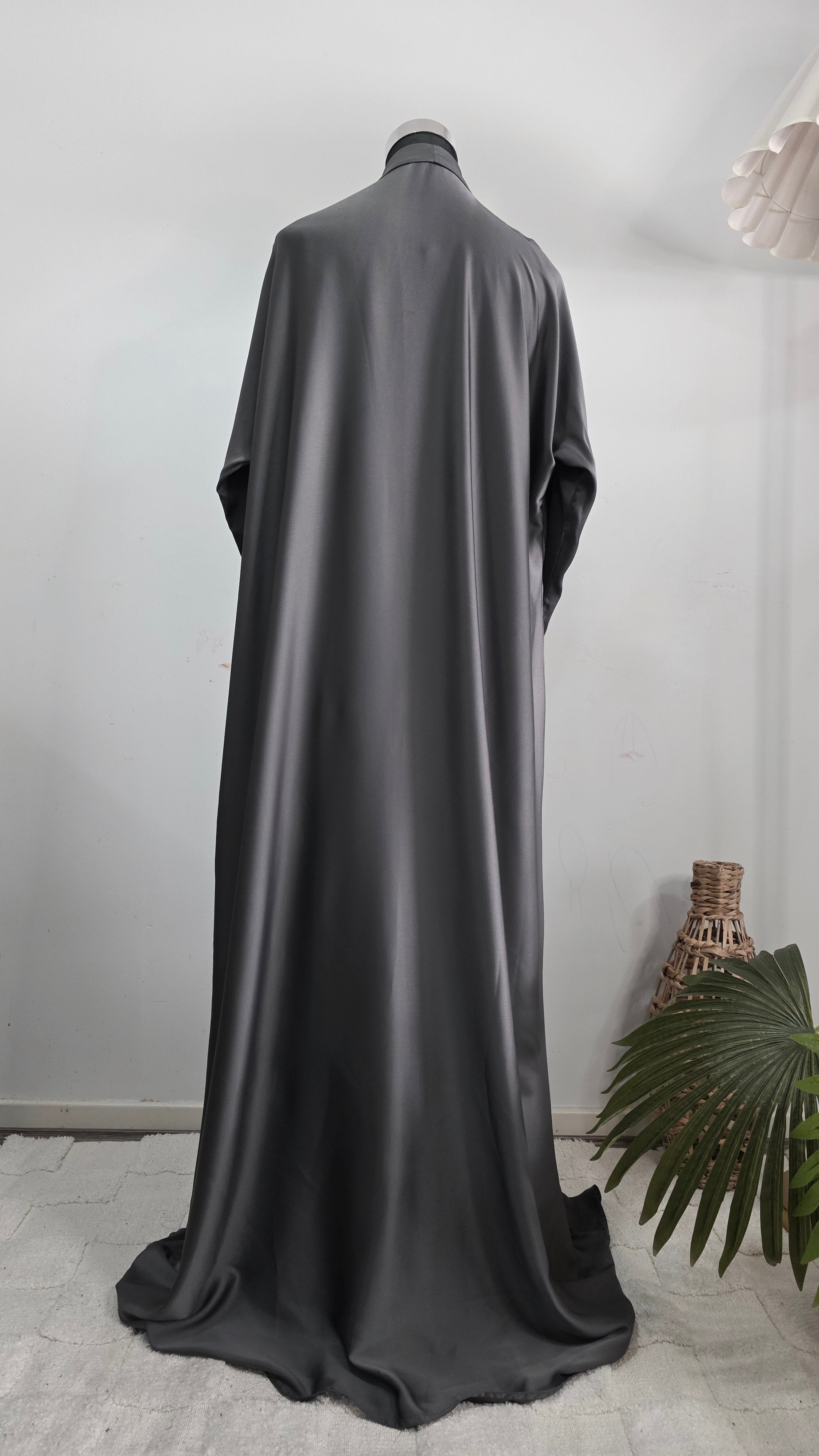Grey Satin Abaya