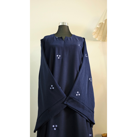Navy Blue Embroidered Abaya