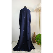 Navy Blue Embroidered Abaya