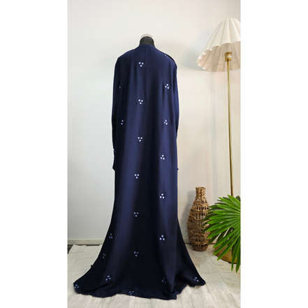 Navy Blue Embroidered Abaya