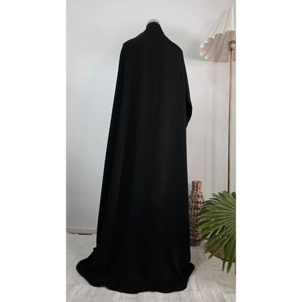 Black Abaya with Hand-Beaded Sleeve Panels | Premium Nidha Fabric
