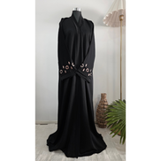 Black Abaya with Floral Embroidered Sleeves – Elegant Modest Wear