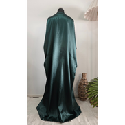 Elegant Satin Embroidered Abaya – Emarald Green Floral Design
